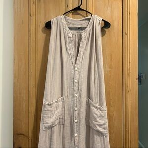 NSF 100% Cotton Gauze Oversized Sleeveless Beach Midi Maxi Dress